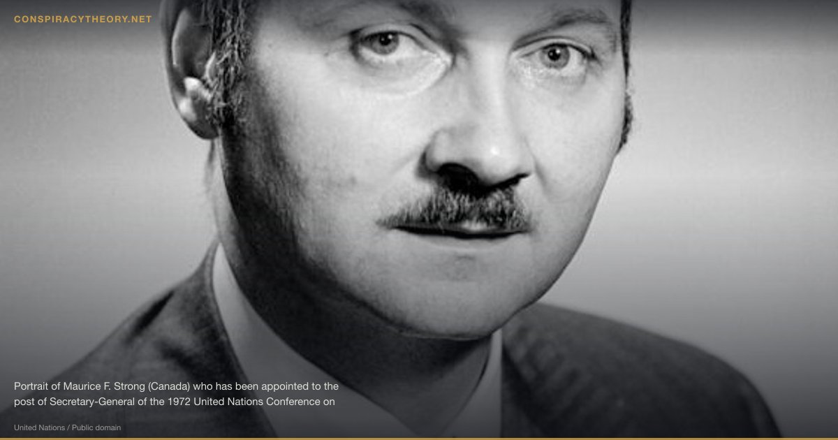 UN Agenda 21 / Agenda 2030 as World Government (1992) — Portrait of Maurice F. Strong (Canada) who has been appointed to the post of Secretary-General of the 1972 United Nations Conference on Human Environment. On 15 December 1969, the General Assembly adopted resolution 2581 (XXIV) on the subject of the U.N. Conference on Human Environment, and requested the Secretary-General to designate a Secretary-General for the Conference and take the necessary steps to ensure adequate and proper preparations for the Conference. As a Secretary-General, Mr. Strong will have the dual responsibilities of his duties as Under-Secretary-General, and the overall responsibility for environmental matters within the United Nations. As chief executive for the 1972 Conference.