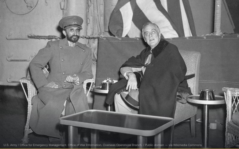 FDR meets Haile Selassie on return from Yalta — related to Pearl Harbor Advance Knowledge Conspiracy