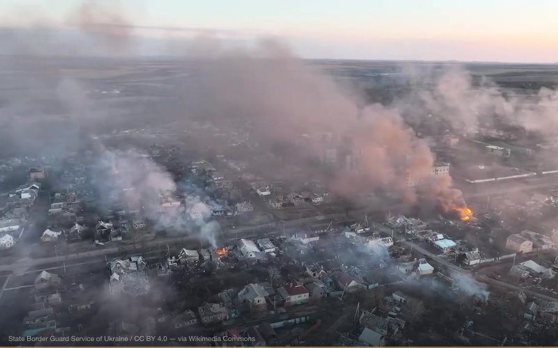 Southwestern part of Bakhmut (Donetsk region of Ukraine) during the battle of the city. — related to Putin's Alleged Body Doubles