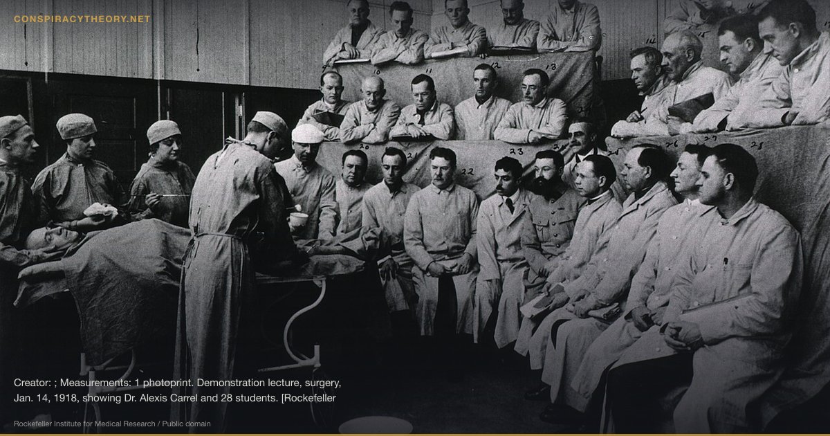 Svalbard Seed Vault Conspiracy (2008) — Creator: ; Measurements: 1 photoprint. Demonstration lecture, surgery, Jan. 14, 1918, showing Dr. Alexis Carrel and 28 students. [Rockefeller Institute for Medical Research, New York] [Carrel Course, January 14, 1918] The National Library of Medicine believes this item to be in the public domain: https://creativecommons.org/publicdomain/mark/1.0/