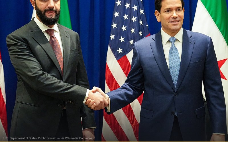Secretary Marco Rubio meets with Syrian President Ahmed al-Sharaa in New York City, New York, September 22, 2025. (Official State Department photo by Freddie Everett) — related to USAID Shutdown Conspiracy