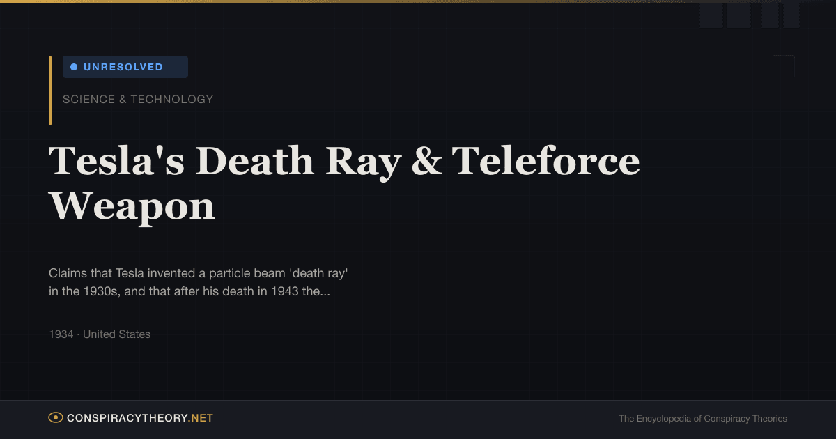 Teleforce Tesla Tesla's Death Ray & Teleforce Weapon | Conspiracy Theory Wiki
