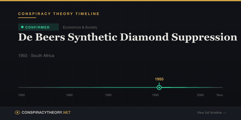 De Beers Synthetic Diamond Suppression — Conspiracy Theory Timeline 1955, South Africa