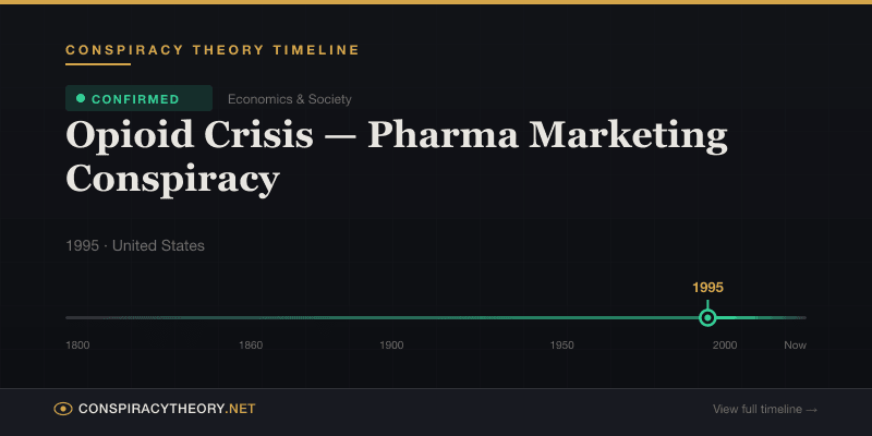 Opioid Crisis — Pharma Marketing Conspiracy — Conspiracy Theory Timeline 1995, United States